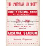 NEUTRAL AT ARSENAL 1951 VIP issue programme for Boxers v Jockeys 2/4/1951. The programme states "