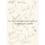 INDIA CRICKET AUTOGRAPHS Seventeen India signatures from the 1999 World Cup on an A4 Card to include