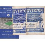 EVERTON Seventeen home programmes: Middlesbrough worn and Grimsby writing on cover 47/8, Sunderland,