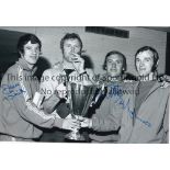 RANGERS B/w 12 x 8 photo of Rangers assistant manager Jock Wallace and players Smith, Stein and