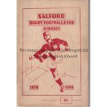 SALFORD RUGBY Handbook "A History 1879-1949" for 1949/50 season with staples removed. Generally