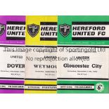 HEREFORD UNITED Forty Non-League home programmes: 8 X 65/6, 7 X 66/7, 10 X 67/8, 10 X 68/9 and 5 X