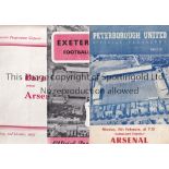 ARSENAL Three Arsenal away friendly programmes at Peterborough United (Opening of Lights) 1959/60,