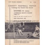 CHARITY FOOTBALL MATCH 1967 Programme for Showbiz XI v Cambridge Granta Round Table 7/5/1967 at