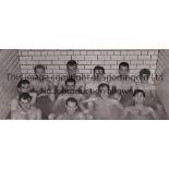 WALES A B/W 8" X 3" Daily Express press photo of the Wales team in the bath after defeating