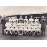 SWANSEA TOWN Two B/W photos: 12" X 9" original team group 1965/6 and 7" X 7" players rejoicing after