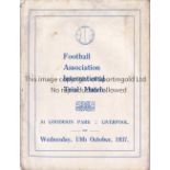 ENGLAND TRIAL Official programme, FA International Trial Match at Goodison , 13/10/1937, Probables v