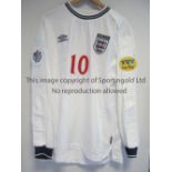 MICHAEL OWEN ENGLAND SHIRT A white long sleeve player issue England shirt for Euro 2000 with 10 on