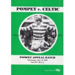 CELTIC Away friendly programme at Portsmouth, 19/5/76, Pompey Fundraising appeal match. Good