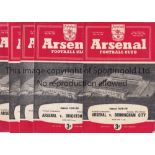 ARSENAL RESERVES 1959/60 Twelve home programmes for Combination matches v. Birmingham, Brighton,