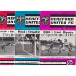 HEREFORD UNITED 1972/3 1ST LEAGUE SEASON Forty programmes, 18 homes and 22 aways. Generally good