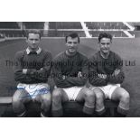 HARRY GREGG B/w 12 x 8 photo showing Man United goalkeepers Gregg, Clayton and Hawksworth sitting