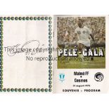 PELE AUTOGRAPH Programme for Malmo v New York Cosmos in Sweden, 31/8/75, signed by Pele on the