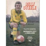 GEORGE BEST Programme for Norwich City v England 11/12/1979 Billy Steele Testimonial in which Best