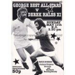 GEORGE BEST Programme for George Best XI v Derek Hales XI played at Welling United 11/5/1986, very