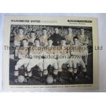 MANCHESTER UNITED 1956/7 A metal back 15" X 12" team group colorized with red, issued by