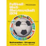 1974 WORLD CUP GERMANY Programme Sweden v Uruguay 23/6/1974 in Dusseldorf. Yellow cover. Good