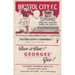 BRISTOL CITY / CHELSEA Programme for the friendly at Ashton Gate 1/12/1953. 2 small tape marks at