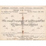 ARSENAL V ASTON VILLA 1928 Programme for the FA Cup match at Arsenal 18/2/1928, creased. Fair to