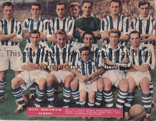 WEST BROMWICH ALBION 1950'S AUTOGRAPHS A colour magazine team group signed by all 12 players and B/W