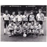 ENGLAND AUTOGRAPHS 1984 Black and white press photograph of the England team v Northern Ireland 4/