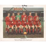 LIVERPOOL AUTOGRAPHS Large colour Ty-Phoo card of the Liverpool team , mid sixties, signed by nine