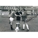 EDDIE MCCREADIE B/w 12 x 8 photo of Chelsea captain shaking hands with his opposite number - Bobby