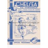 CHELSEA Home programme v Arsenal 17/4/1940 . War League. 4 Page. Light horizontal fold. No