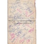 CHELSEA 1950'S AUTOGRAPHS A large lined sheet signed by over 45 players including Willemse, Lee,