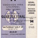 WORLD CUP 1966 TICKET World Cup Quarter Final Ticket Portugal v North Korea at Everton 23/7/1966.