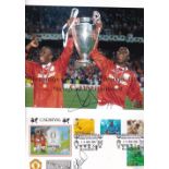 ANDREW COLE / MANCHESTER UNITED / AUTOGRAPHS Three 12" X 8" colour photographs, each signed by