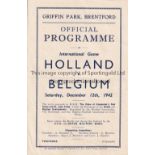 HOLLAND V BELGIUM 1942 AT BRENTFORD FC Official programme for 12/12/1942 with a slight horizontal