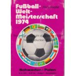 1974 WORLD CUP GERMANY Programme Sweden v Poland 26/6/74 in Stuttgart, very slightly worn and team