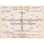 ARSENAL / LEICESTER Programme Arsenal Reserves v Leicester City Reserves 25/2/1928. Rusty staples.