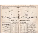 ARSENAL v SHEFFIELD WED 1933 Programme for the League match at Arsenal 14/4/1933. Arsenal