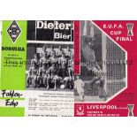 UEFA CUP FINAL 1973 Programmes for both Legs Liverpool v Borussia Moenchengladbach 9/5/1973 at
