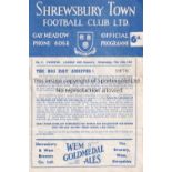 EVERTON Programme for the away League Cup tie v. Shrewsbury Town 15/2/1961, slightly creased, team