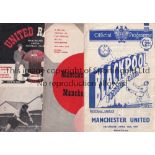 MAN UNITED Three Manchester United programmes from the 1950's. Homes (both with tokens) v Bolton