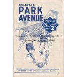 BRADFORD PARK AVENUE v HULL CITY Bradford PA home programme 31st December 1949. Good