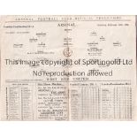 ARSENAL / WEST HAM Programme Arsenal Reserves v West Ham United Reserves 27/2/1932. No writing.