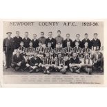 NEWPORT COUNTY Postcard size black & white team group 1925/6 season. Good