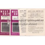 WEST HAM UNITED Twenty six home Reserve and Youth programmes for season 1959/60 including a complete