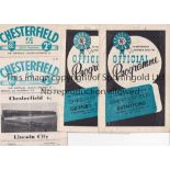 CHESTERFIELD Four Chesterfield home programmes from the 1948/49 season v Lincoln , Brentford ,