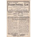 FULHAM V TOTTENHAM HOTSPUR Programme for the FL South match at Fulham 9/3/1946, horizontal crease.