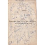 WEST HAM UNITED 1950'S AUTOGRAPHS A large lined sheet signed by 26 players from the 1950's including