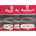 ARSENAL RESERVES 1960/1 Fourteen home programmes for Combination matches missing Charlton, Leicester