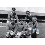 ALEX YOUNG B/w 12 x 8 photo of Everton's Temple, Vernon, Stevens, Scott and Young posing with the