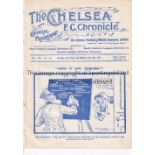 CHELSEA Home programme v Burnley 22/4/1911 and Fulham South Eastern League 24/11/1911. Ex Bound