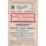 ALDERSHOT Programme for the home Division 3 match against Crystal Palace 25/8/1934. Some foxing at