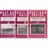 WEST HAM UNITED Over 70 home programmes 1958/9 v Wolves, 59/60 v. Austria Vienna and Sheff. Weds.,